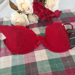 Rampage Red Floral Lace Bra